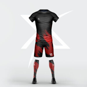 Uniforme de Futbol Modelo Rojo Negro Razgado